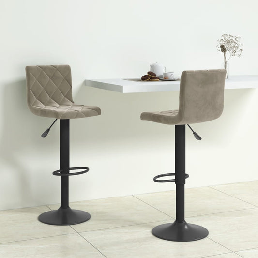 vidaXL Bar Stools 2 pcs Light Grey Velvet