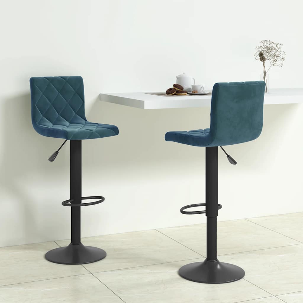 vidaXL Bar Stools 2 pcs Blue Velvet