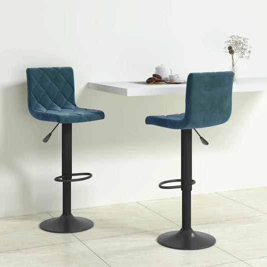 vidaXL Bar Stools 2 pcs Blue Velvet