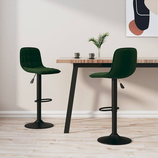 vidaXL Bar Stools 2 pcs Dark Green Velvet