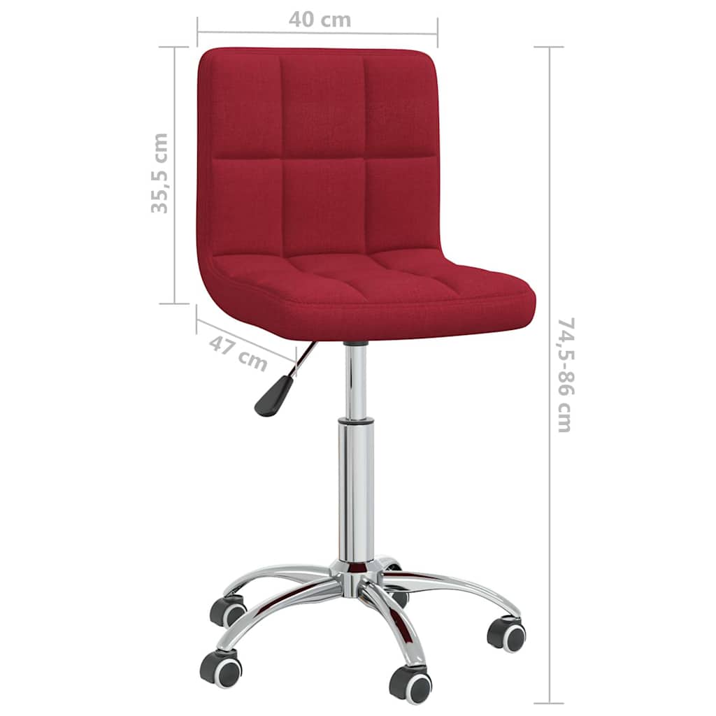 vidaXL Swivel Office Chair Wine Red Fabric