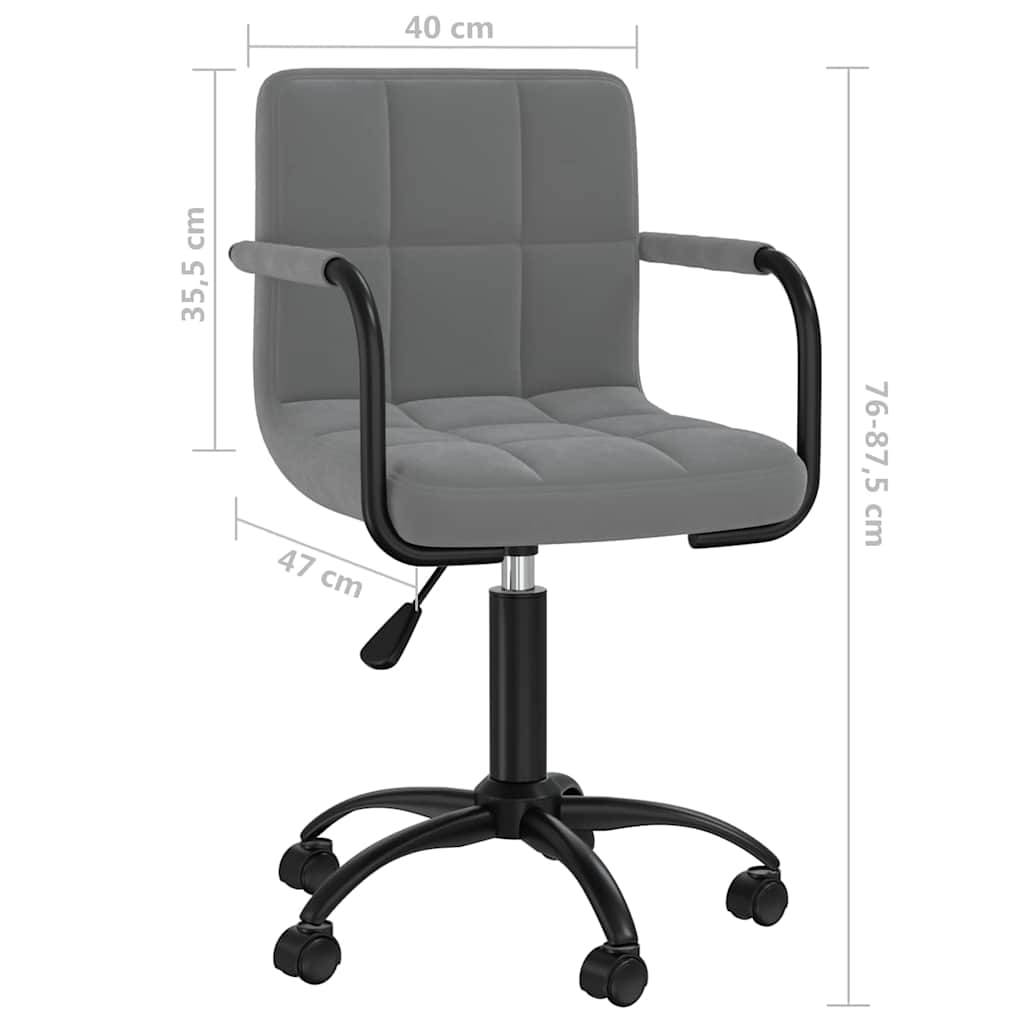 vidaXL Swivel Office Chair Dark Grey Velvet