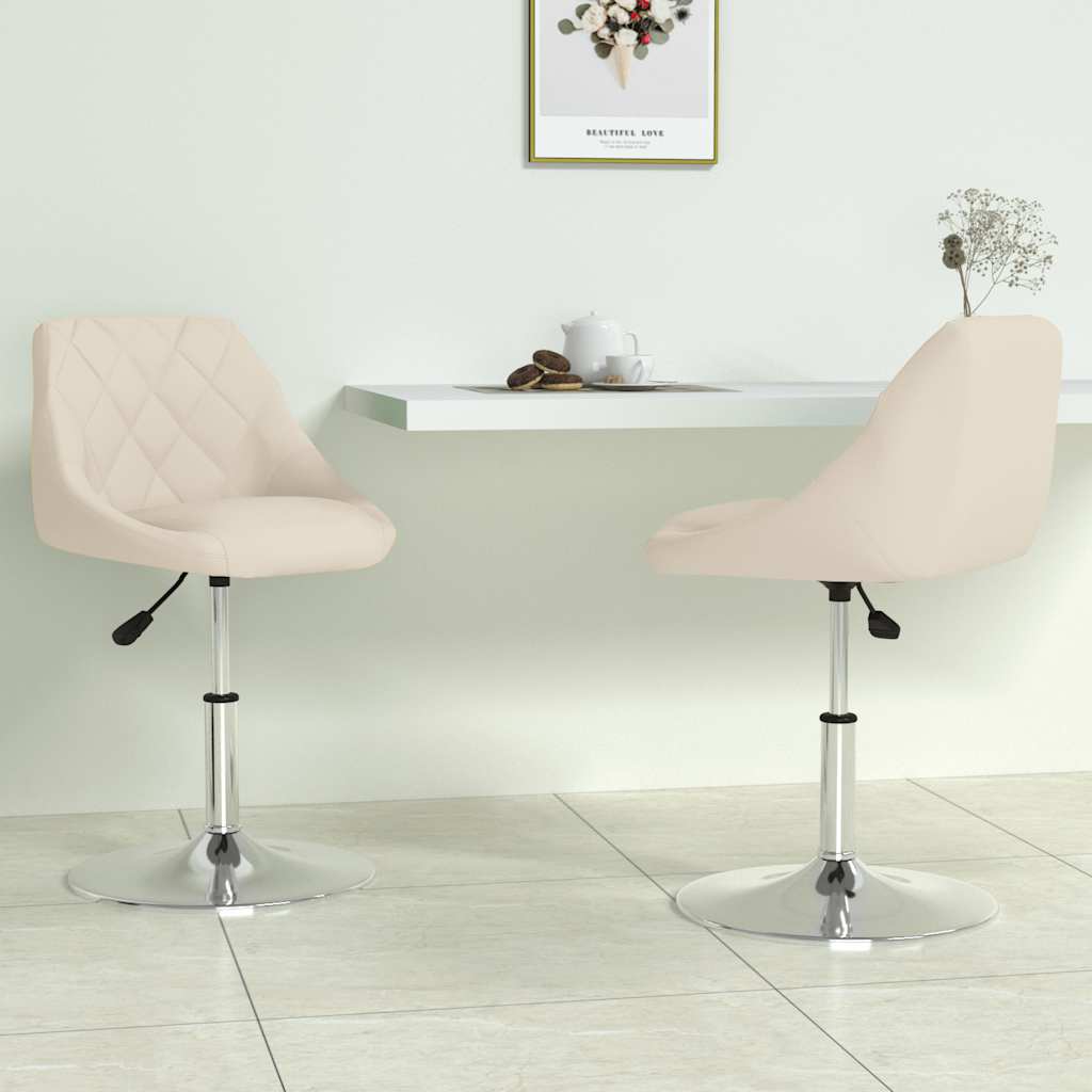 vidaXL Swivel Dining Chairs 2 pcs Cream Velvet