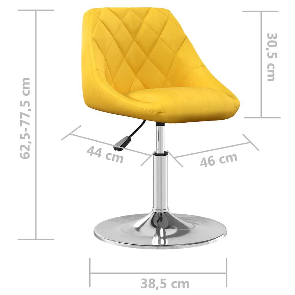 vidaXL Swivel Dining Chairs 2 pcs Mustard Yellow Velvet