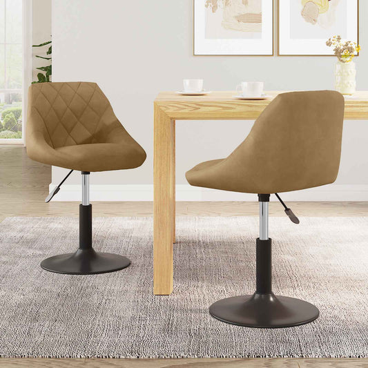 vidaXL Swivel Dining Chairs 2 pcs Faux leather Brown 46 x 44 x 77.5 cm