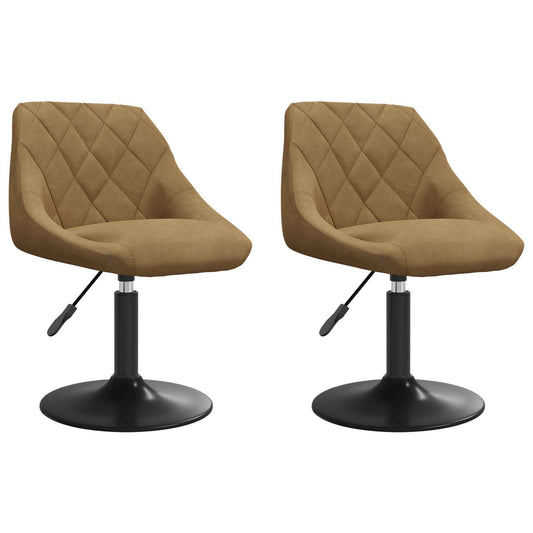 vidaXL Swivel Dining Chairs 2 pcs Faux leather Brown 46 x 44 x 77.5 cm