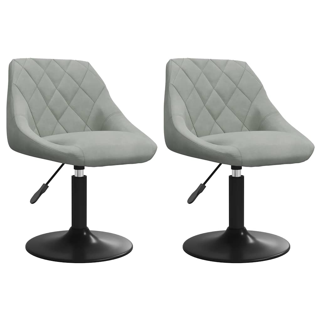 vidaXL Swivel Dining Chairs 2 pcs Light Grey Velvet