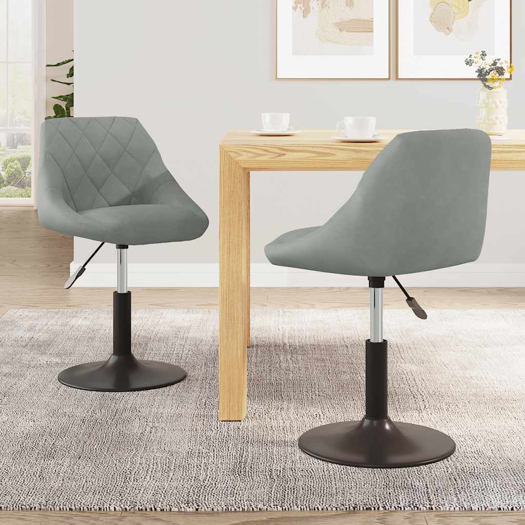 vidaXL Swivel Dining Chairs 2 pcs Light Grey Velvet