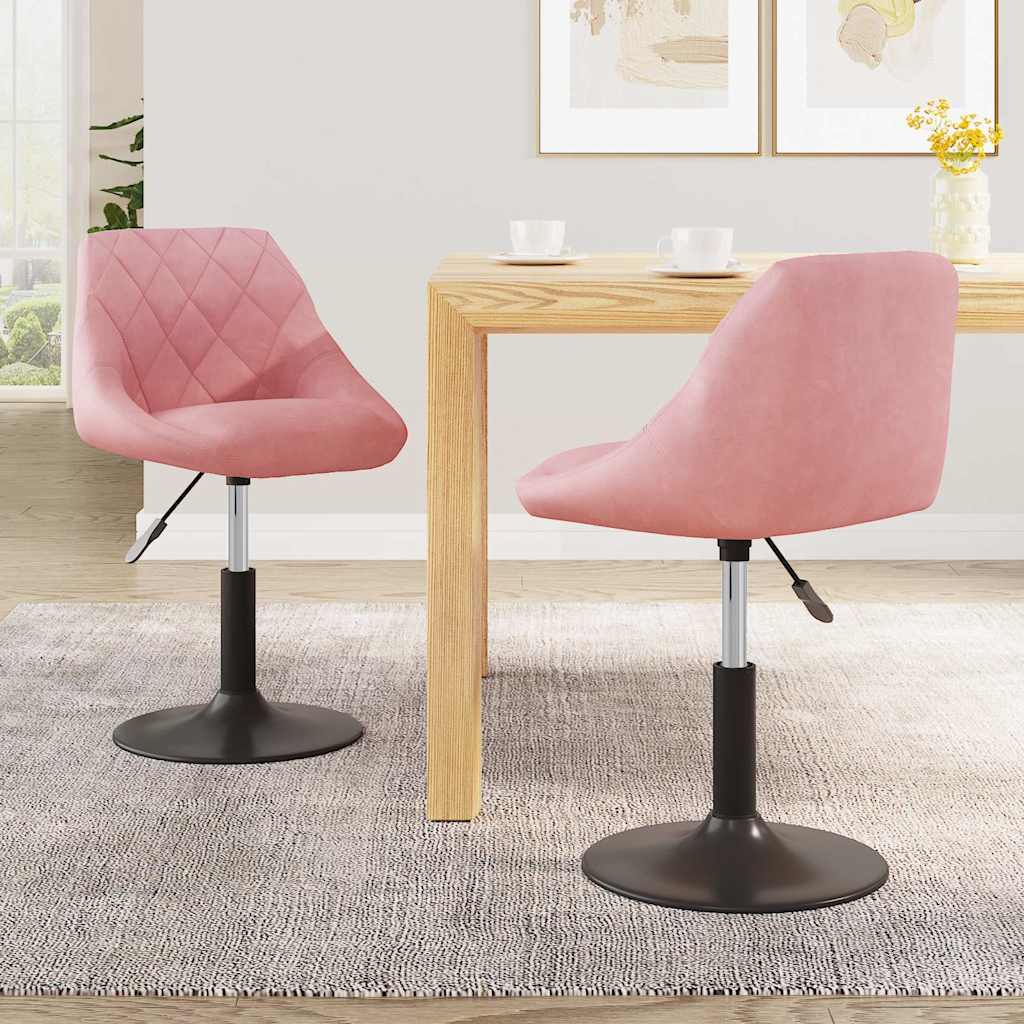 vidaXL Swivel Dining Chairs 2 pcs Pink Velvet