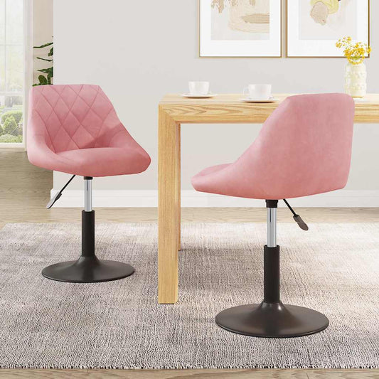 vidaXL Swivel Dining Chairs 2 pcs Pink Velvet