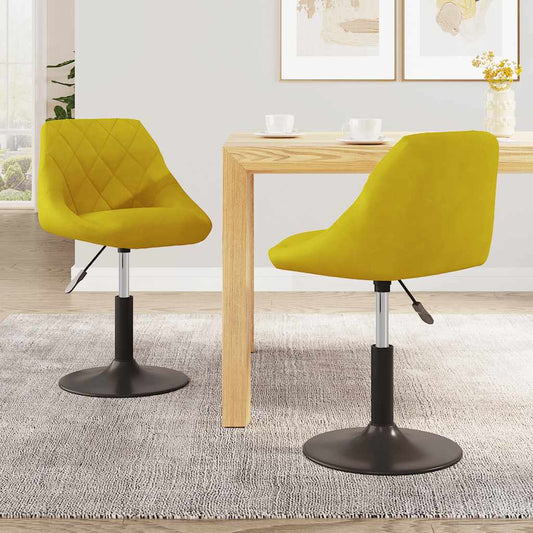 vidaXL Swivel Dining Chairs 2 pcs Mustard Yellow Velvet