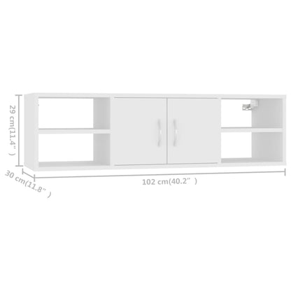 vidaXL Wall Shelf White 102x30x29 cm Engineered Wood