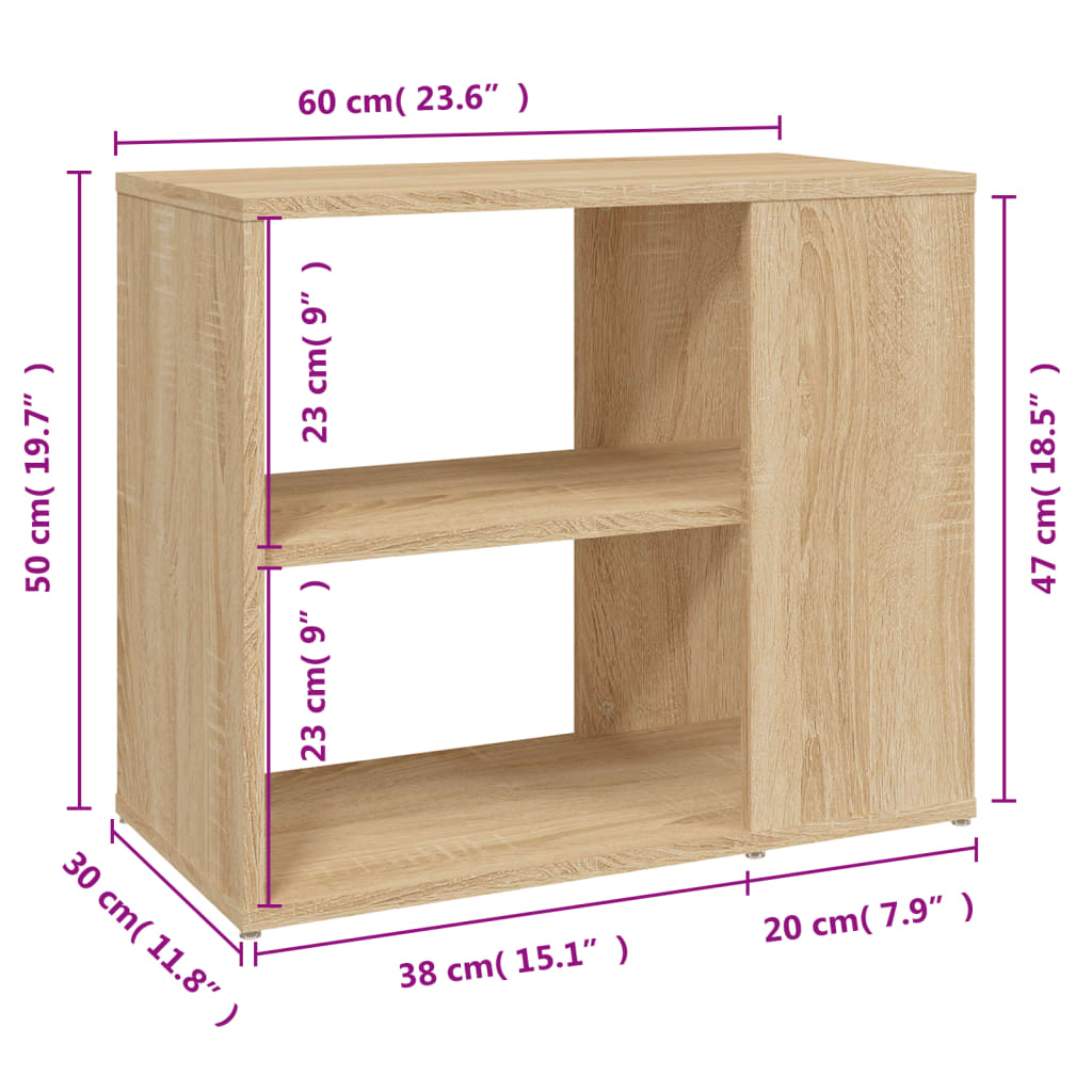 vidaXL Side Cabinet Sonoma Oak 60x30x50 cm Engineered Wood