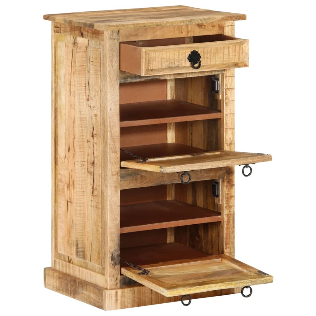 vidaXL 4-Layer Shoe Cabinet with Drawer Solid Rough Mango Wood