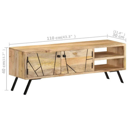 vidaXL TV Cabinet | Natural wood colour | Solid Mango Wood | 110 cm wide