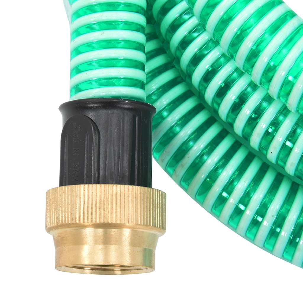 vidaXL Suction Hose with Brass Connectors Green 1.1" 7 m PVC