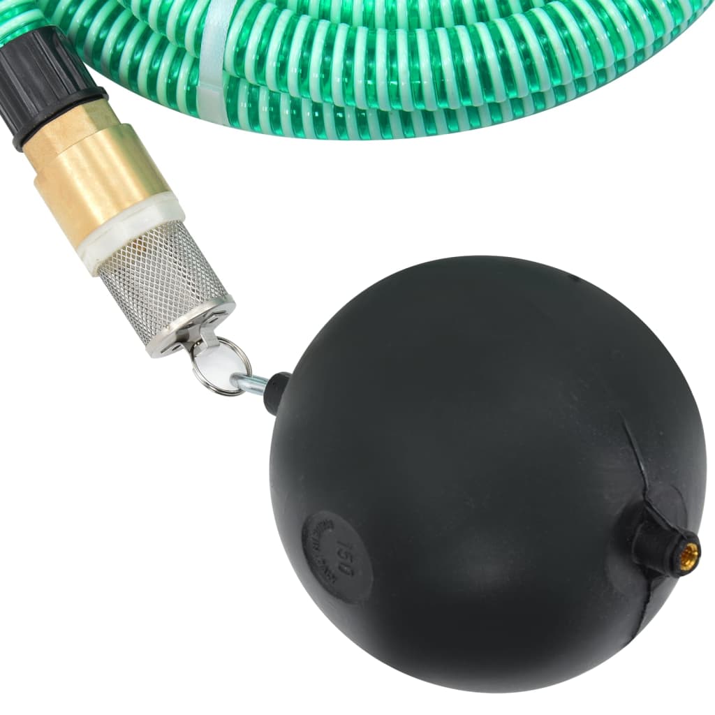 vidaXL Suction Hose with Brass Connectors Green 1.1" 7 m PVC