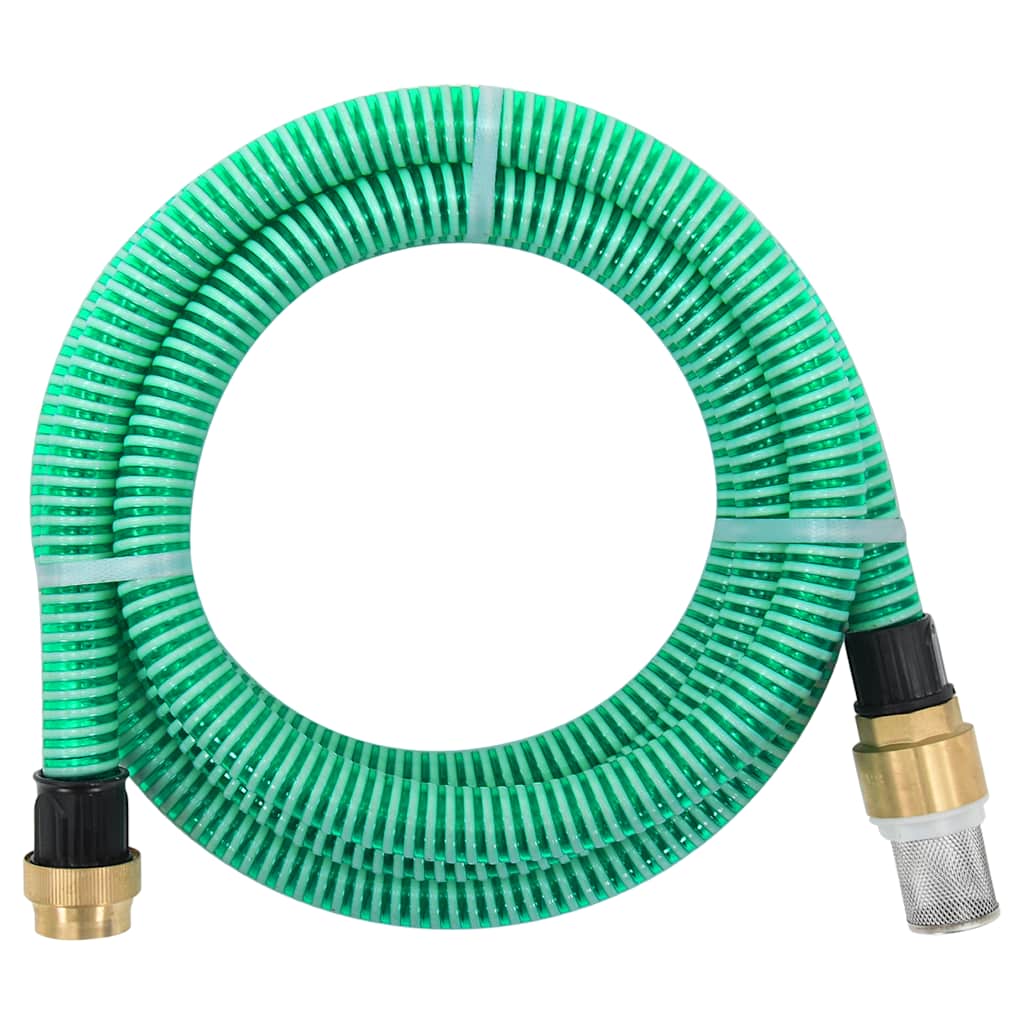 vidaXL Suction Hose with Brass Connectors Green 1.1" 15 m PVC