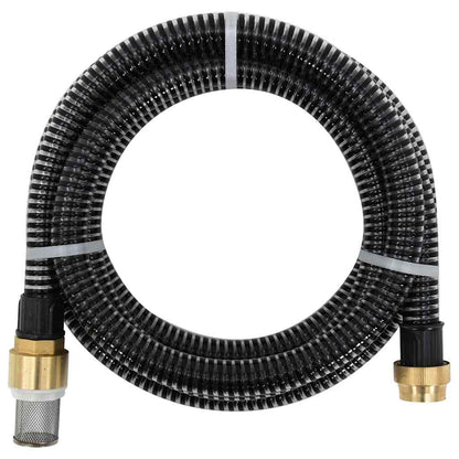vidaXL Suction Hose with Brass Connectors Black 1,1" 3 m PVC