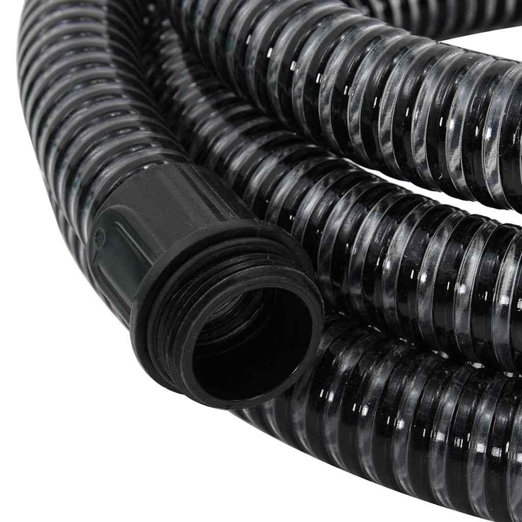 vidaXL Suction Hose with Brass Connectors Black 1,1" 3 m PVC