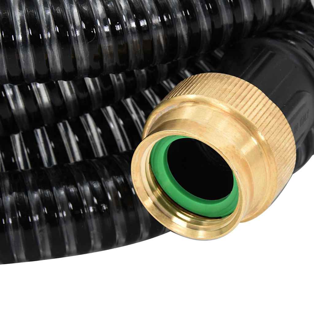 vidaXL Suction Hose with Brass Connectors Black 1,1" 3 m PVC