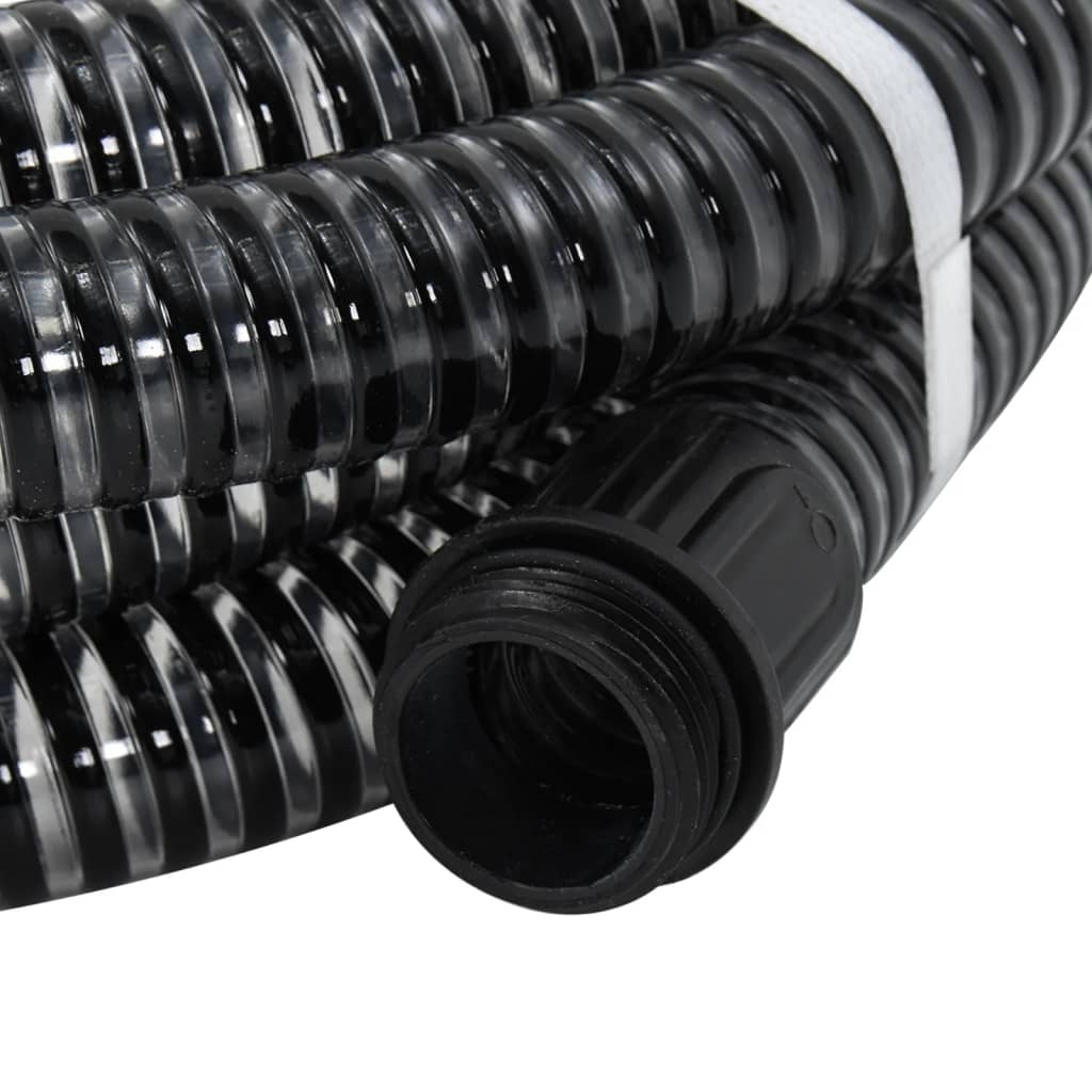 vidaXL Suction Hose with Brass Connectors Black 1.1" 5 m PVC