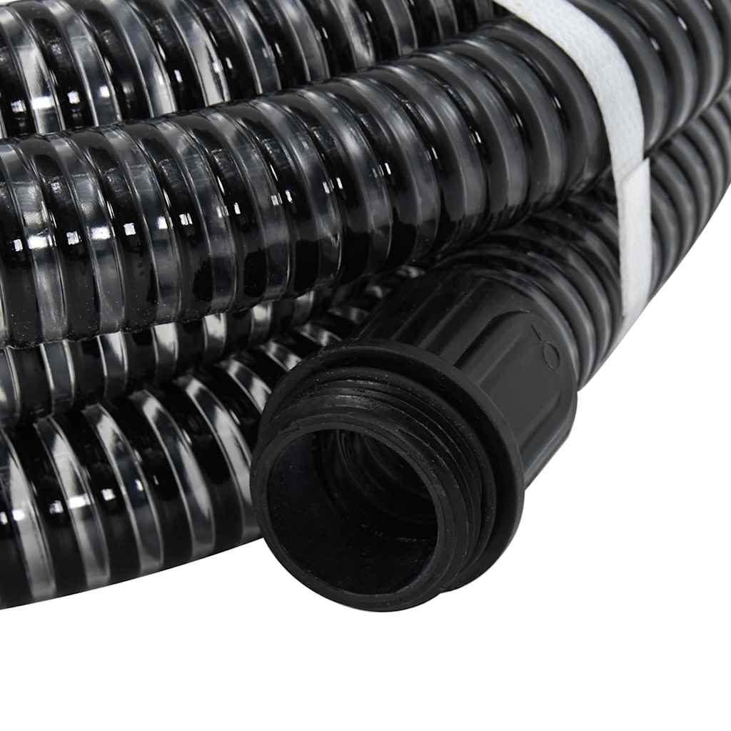 vidaXL Suction Hose with Brass Connectors Black 1,1" 5 m PVC