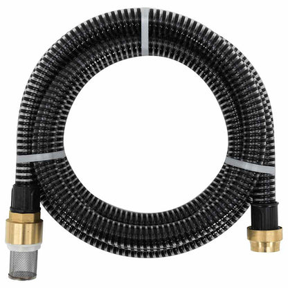 vidaXL Suction Hose with Brass Connectors Black 1.1" 10 m PVC