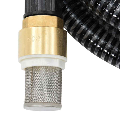 vidaXL Suction Hose with Brass Connectors Black 1.1" 10 m PVC