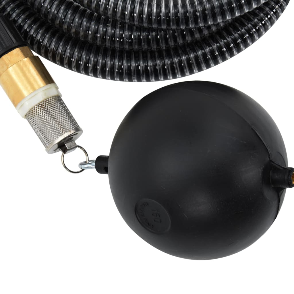 vidaXL Suction Hose with Brass Connectors Black 1.1" 10 m PVC