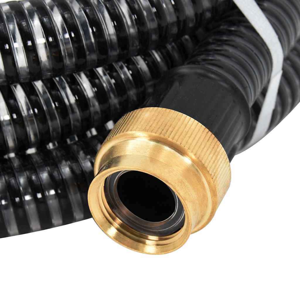 vidaXL Suction Hose with Brass Connectors Black 1,1" 10 m PVC