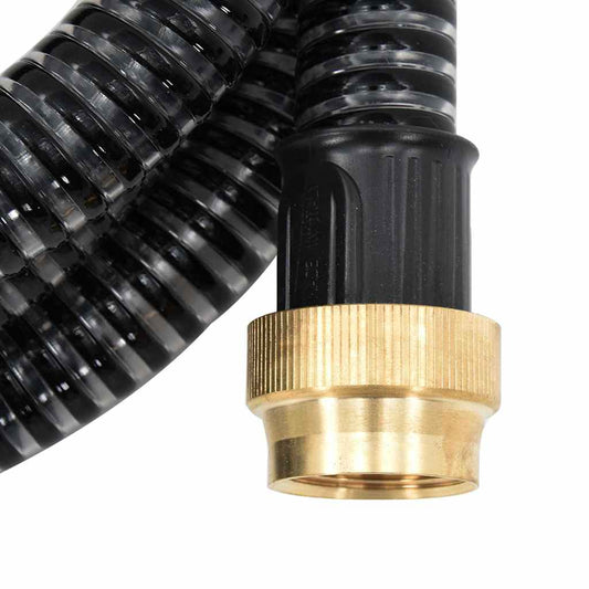 vidaXL Suction Hose with Brass Connectors Black 1,1" 15 m PVC