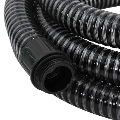 vidaXL Suction Hose with Brass Connectors Black 1.1" 15 m PVC