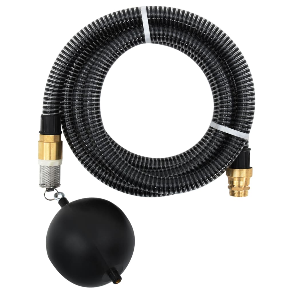 vidaXL Suction Hose with Brass Connectors Black 1.1" 15 m PVC