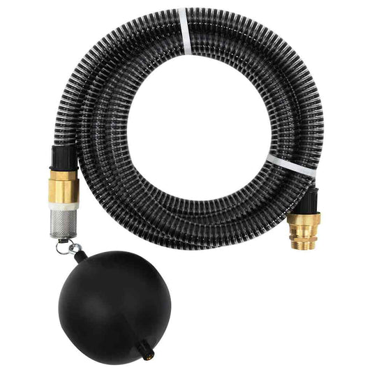 vidaXL Suction Hose with Brass Connectors Black 1,1" 15 m PVC