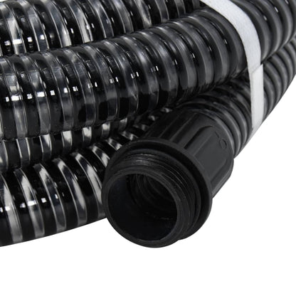 vidaXL Suction Hose with Brass Connectors Black 1.1" 15 m PVC