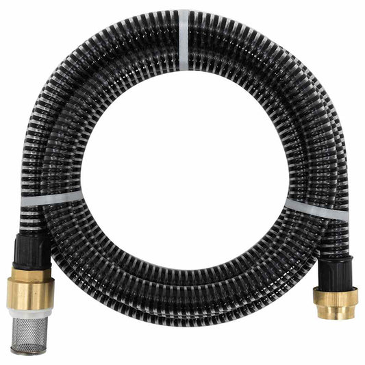 vidaXL Suction Hose with Brass Connectors Black 1.1" 20 m PVC