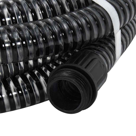vidaXL Suction Hose with Brass Connectors Black 1,1" 20 m PVC