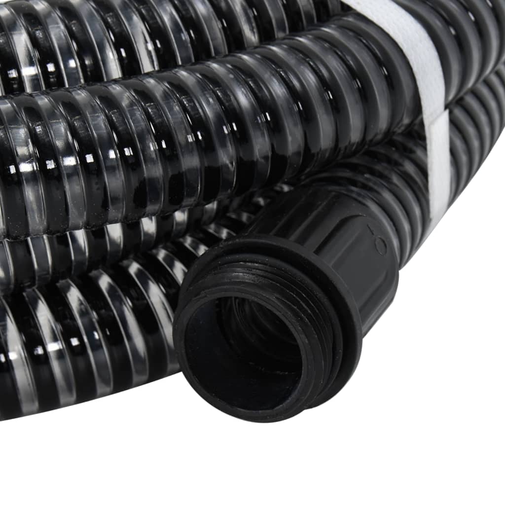 vidaXL Suction Hose with Brass Connectors Black 1.1" 25 m PVC