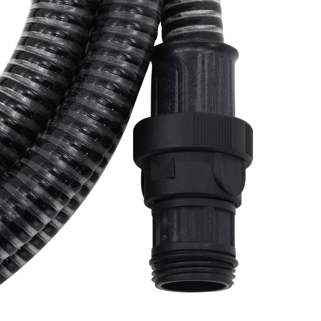 vidaXL Suction Hose with PVC Connectors Black 1" 4 m PVC