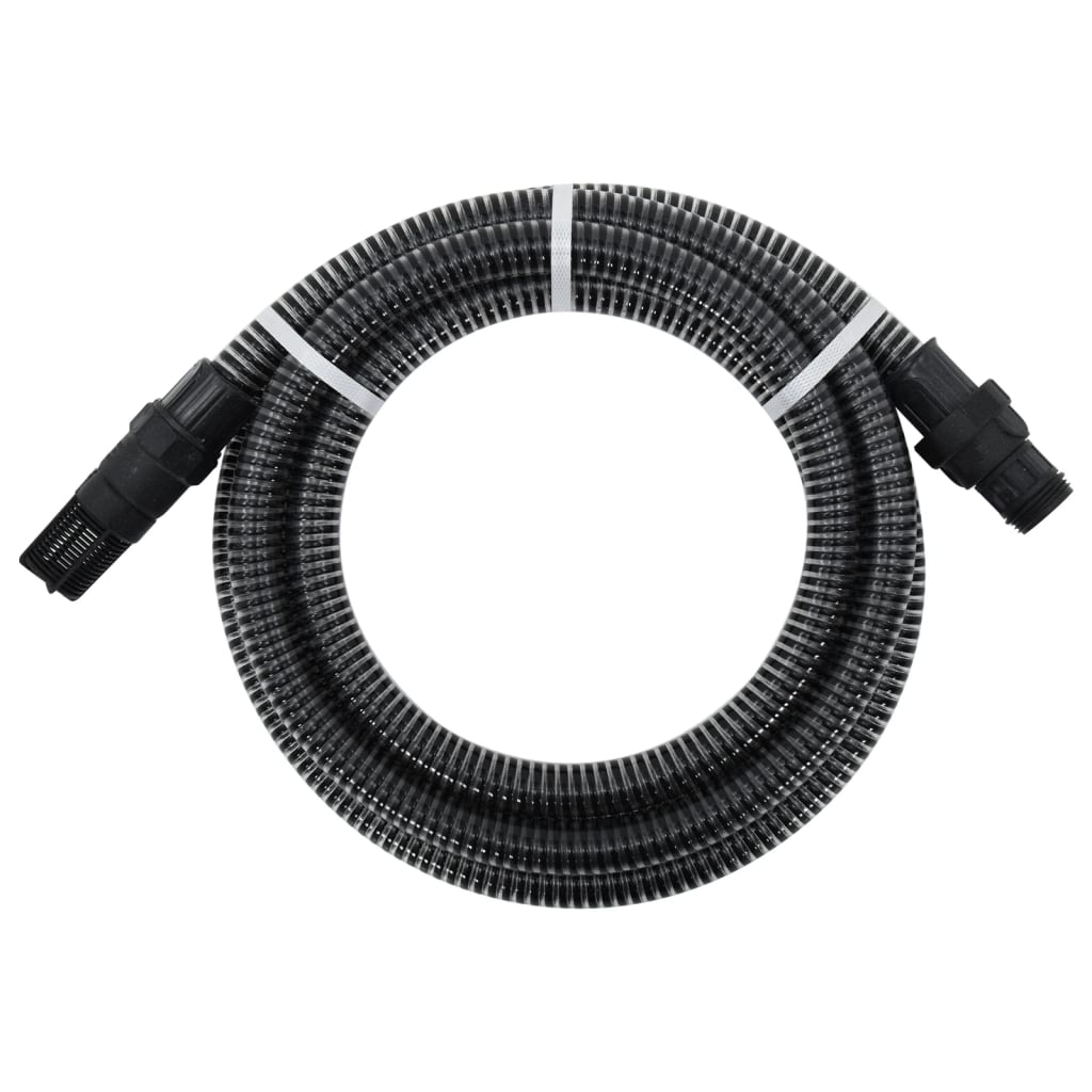 vidaXL Suction Hose with PVC Connectors Black 1" 7 m PVC