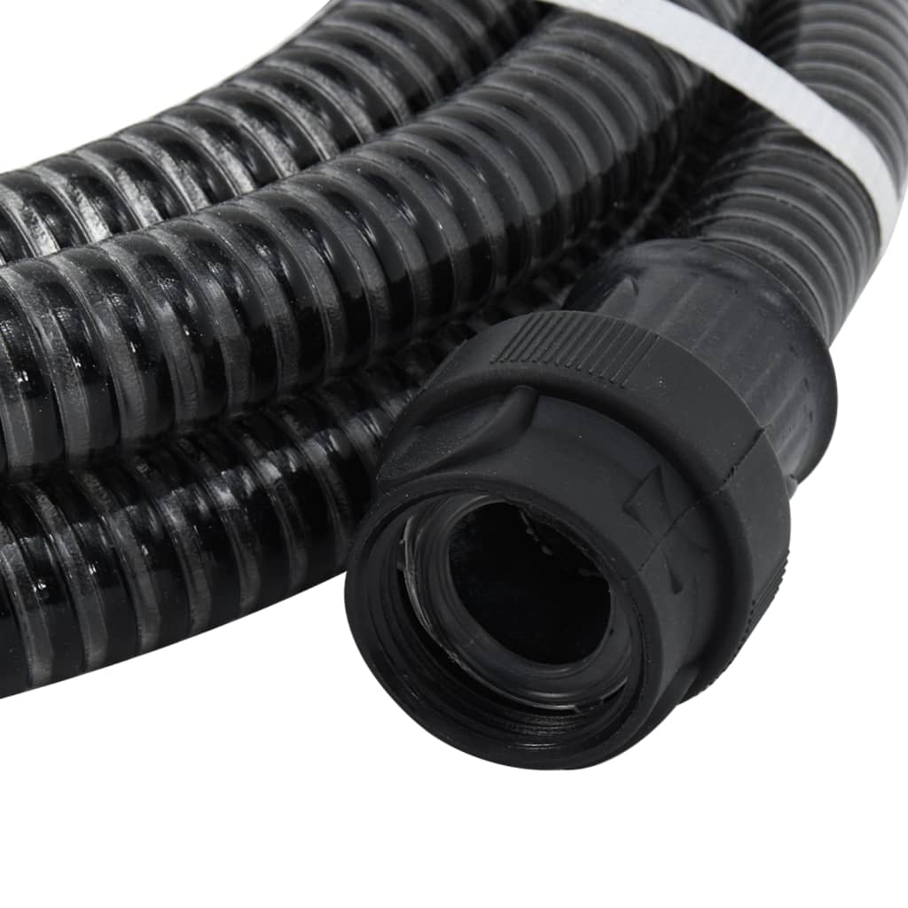 vidaXL Suction Hose with PVC Connectors Black 1" 7 m PVC