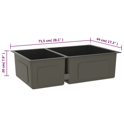 vidaXL Kitchen Sink Black Stainless Steel