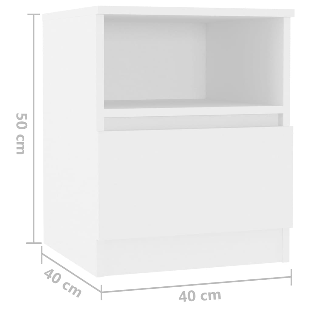 806157 vidaXL Bed Cabinet White 40x40x50 cm Engineered Wood