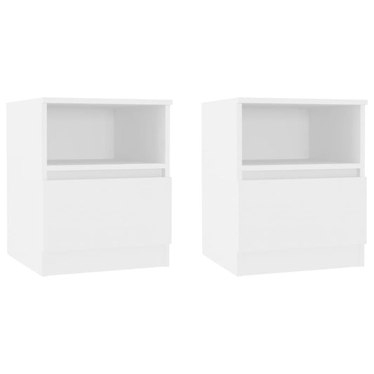 806158 vidaXL Bed Cabinets 2 pcs White 40x40x50 cm Engineered Wood
