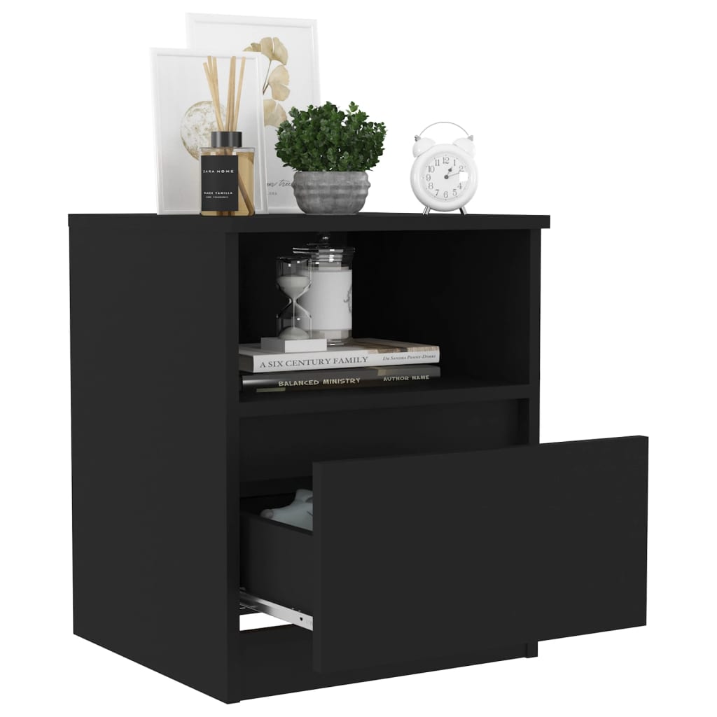 806160 vidaXL Bed Cabinets 2 pcs Black 40x40x50 cm Engineered Wood