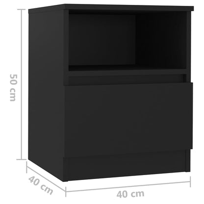 806160 vidaXL Bed Cabinets 2 pcs Black 40x40x50 cm Engineered Wood