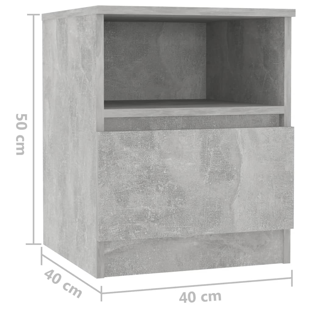806165 vidaXL Bed Cabinet Concrete Grey 40x40x50 cm Engineered Wood