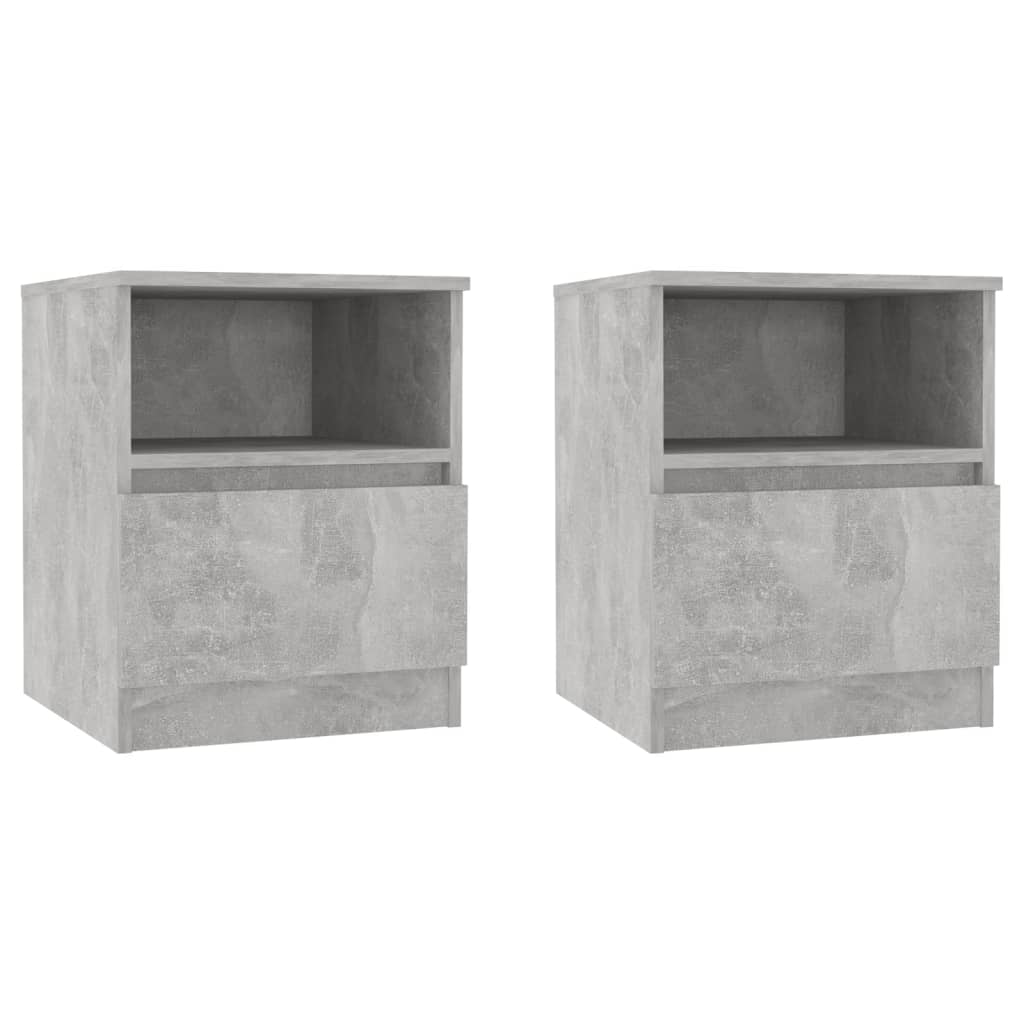 806166 vidaXL Bed Cabinets 2 pcs Concrete Grey 40x40x50 cm Engineered Wood