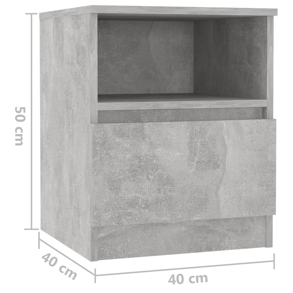 806166 vidaXL Bed Cabinets 2 pcs Concrete Grey 40x40x50 cm Engineered Wood